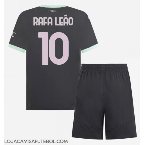 Camisa de Futebol AC Milan Rafael Leao #10 Equipamento Alternativo Infantil 2024-25 Manga Curta (+ Calças curtas)